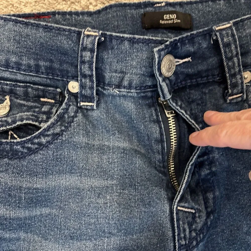 True Religion Men's Geno Relaxed Slim Fit Straight Jeans, Size 33 X 30